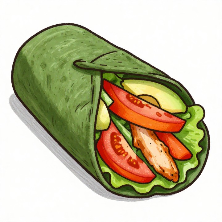 Low-Carb Spinat-Wrap mit Hähnchen & Avocado