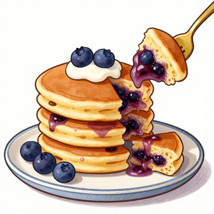 Fluffige Heidelbeer-Pancakes mit griechischem Joghurt