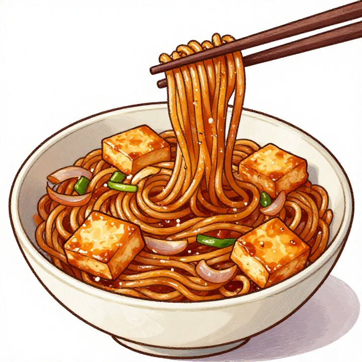 15 Min. Teriyaki Nudeln mit crispy Tofu