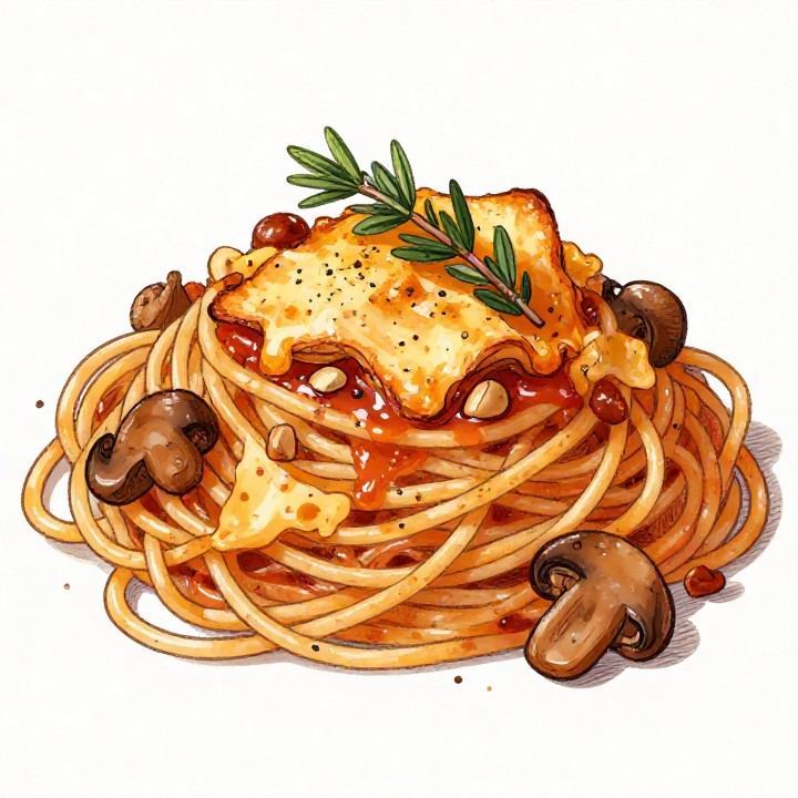 Spaghetti mit Pilzen und gebratenem Halloumi