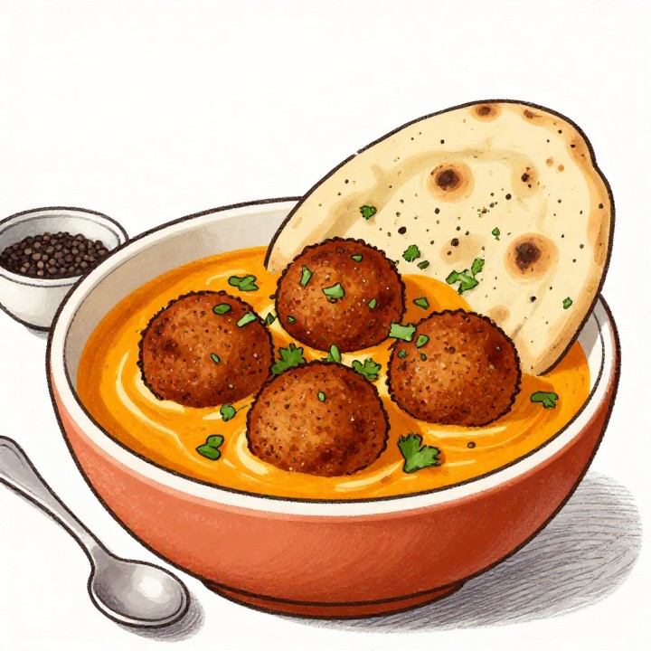 Veganes Falafel-Curry mit selbstgemachtem Naan-Brot