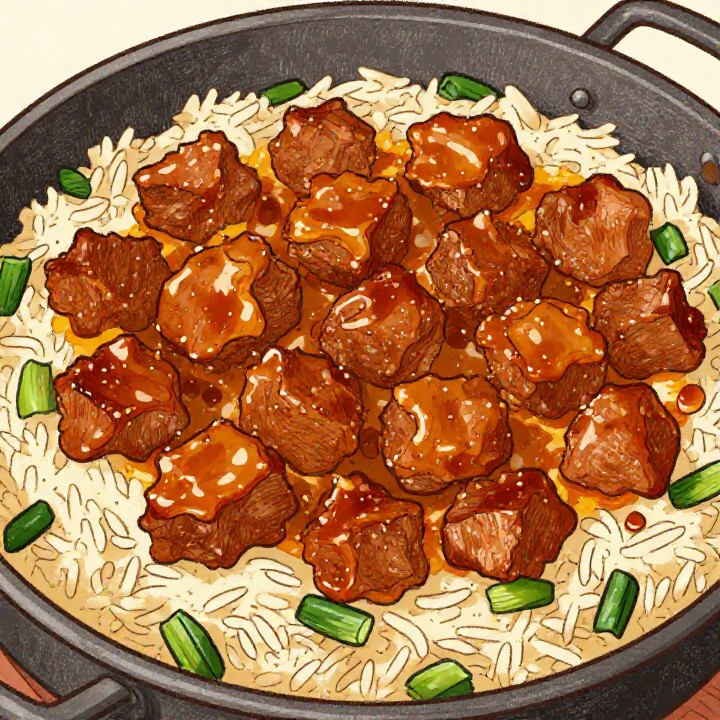 Honig-Knoblauch-Hähnchen mit gebratenem Reis vom Blech