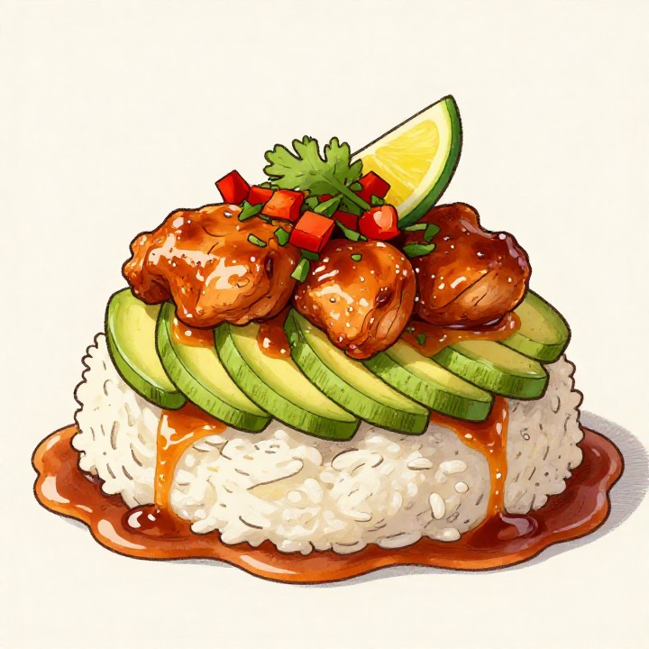Honig-Limetten-Hühnchen mit Avocado-Reis