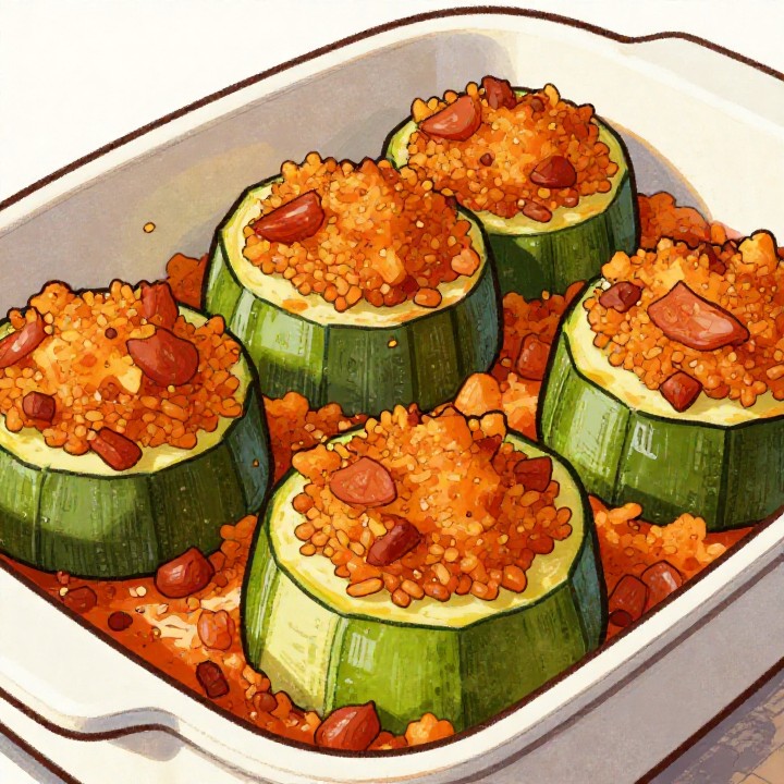 Mit Couscous gefüllte Zucchini